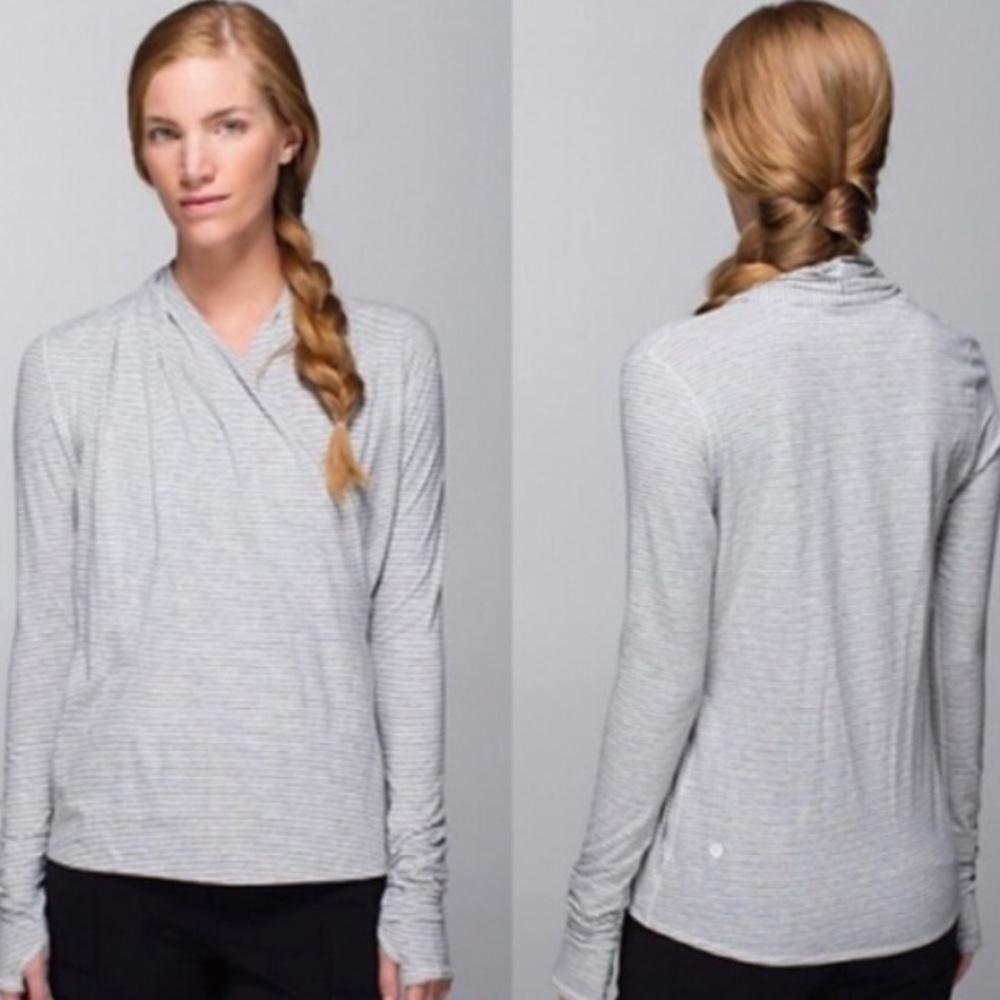 Lululemon grey white stripe wrap top